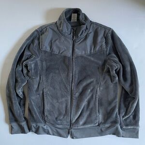 Gray Full-Zip Plush Fleece Jacket